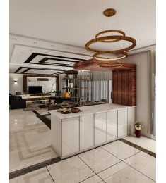 Interior design of a large kitchen